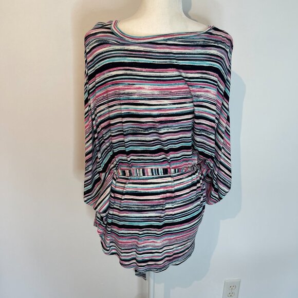 Lane Bryant V-Neck Striped Butterfly Sleeve Shirt size 14/16 - Picture 2 of 6